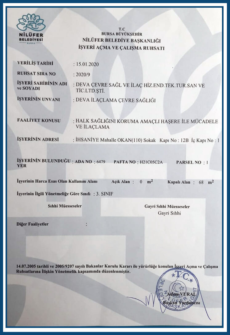 İş Yeri Açma ve Çalışma Ruhsatı İş Yeri Açma ve Çalışma Ruhsatı